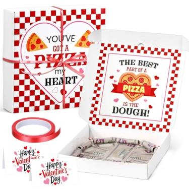 Imagem de Feifeiya 2 caixas de pizza para dia dos namorados, caixa de dinheiro para presente, 25 x 25 cm, porta-dinheiro, presente divertido para surpresa, celebrações especiais de festa do dia dos namorados