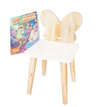 Imagem de Cadeira Infantil de Madeira Borboletinha Pinus - Eita Casa Perfeita