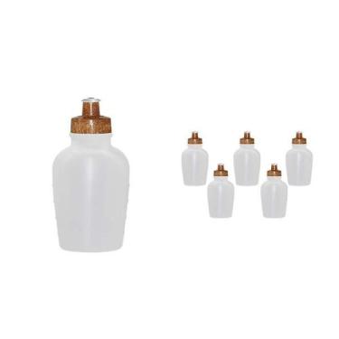 Imagem de Kit 6 Cantis 500Ml Tampa Fibra Madeira Green - Bb Store