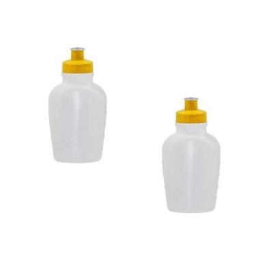 Imagem de Kit 2 Cantis 500Ml Tampa Fibra Madeira Amarelo - Bb Store