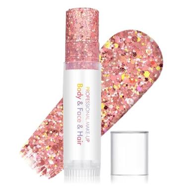 Imagem de GL-Turelifes Bastão de gel com glitter para rosto e corpo, maquiagem com glitter facial para mulheres e crianças, gel com glitter de lantejoulas brilhantes, acessórios de rave de Halloween para