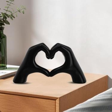 Imagem de 1 enfeite criativo em forma de coração para pendurar à mão, quarto, casa, escritório, casamento, mesa, presente de dia dos namorados, 10,8 x 6,5 cm (preto)