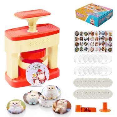 Imagem de Máquina de fazer botões, máquina de fazer crachás de 55 mm (2,16 polegadas), kit de prensa de crachá faça você mesmo com 48 peças de botão para fotos, cortador de círculo, artes e artesanato para
