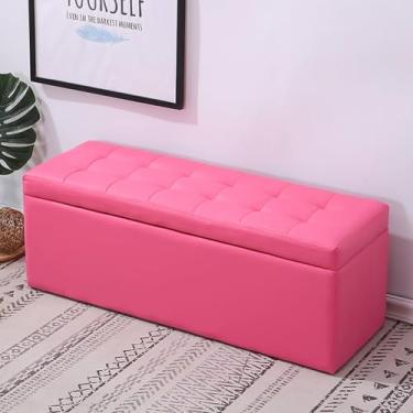 Imagem de Banco de entrada moderno com armazenamento com almofada, banco para quarto na extremidade da cama, banco de armazenamento de sala de estar, banco para entrada da porta da frente, banco de sapatos com