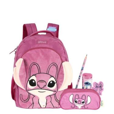 Imagem de Kit Mochila Stitch Costas Peluciado E Estojo Triplo Escolar - Luxcel, 