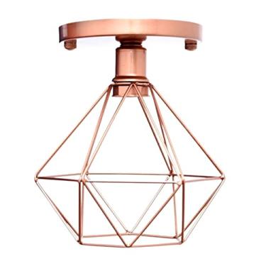 Imagem de Lustre De Teto Industrial Plafon Retrô Aramado Diamante Rose Escuro