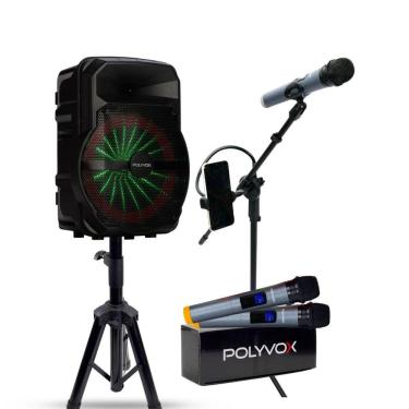 Imagem de Kit Show Polyvox Caixa de som 10" + Tripés + Mic S/ Fio 
