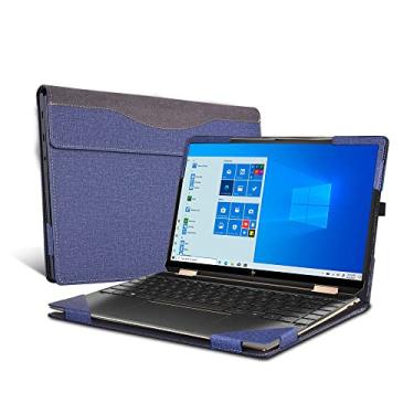 Imagem de Capa para laptop Spectre x360 Convertible 14-ea0001ne 14t-ea 14-ef Envy x360 2 em 1 Laptop 13-bf 13t-bf 2022 Capa Elite Dragonfly G3 PU couro bolso interno (azul)