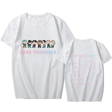 Imagem de Camiseta JIN Su-ga V Jimin Jungkook J-Hope RAPMONSTER Camisetas modernas Love Yourself algodão manga curta, 20, XXG