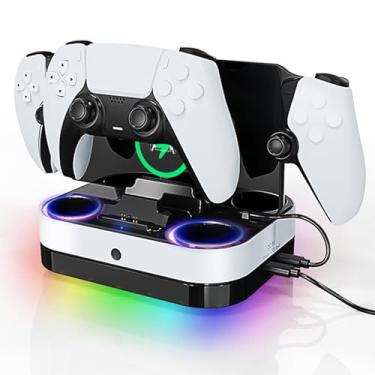 Imagem de Suporte de carregamento portátil para player remoto do PS portal e controlador PS5 com indicador LED e cabo tipo C, acessório de jogos da estação base de carregamento do PS portal (preto)