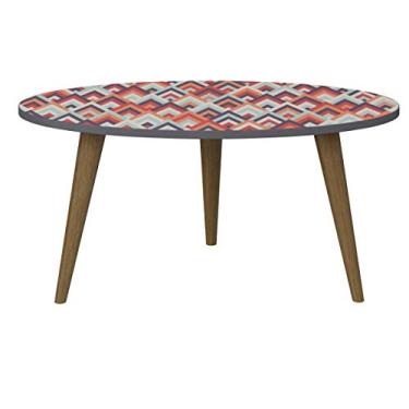 Imagem de Mod Retro Mesa Oval Be Life Espresso/Estampa 1007 Vermelha 700X350X315 mm