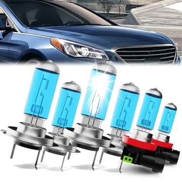 Imagem de SPBRTBUB Compatível com Sonata 2011-2014 Luzes Faróis Lâmpadas, H7 Feixes Altos + H7 Faróis de Halógeno Baixo Feixe e Faróis de Neblina H11, 6 PCS