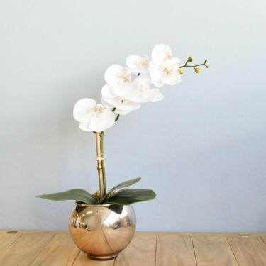 Imagem de Arranjo Orquídea Branca de Silicone no Vaso Rose Gold  Formosinha