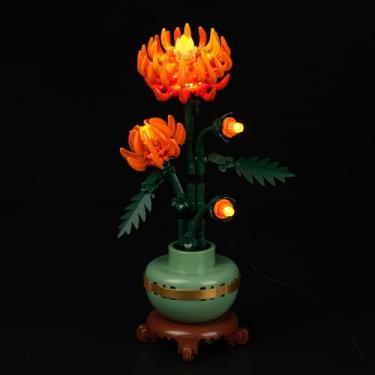Imagem de Rorliny Kit de luz LED compatível com Lego Icons decoração de flores de crisântemo, conjunto de iluminação compatível com modelos de blocos de construção Lego Icons 10368 (apenas luzes, sem conjunto)