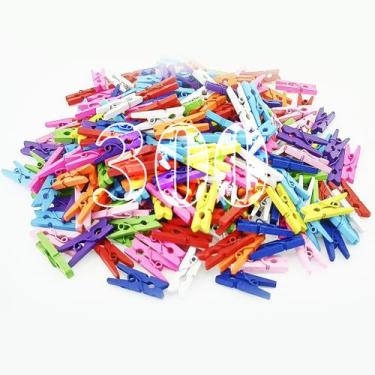 Imagem de 300 Mini Pregadores De Madeira Colorido Decorativos Para Bebidas - Ali