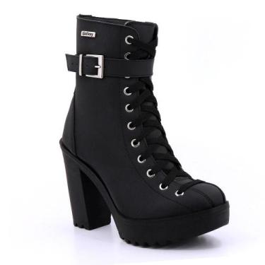 Imagem de Coturno Feminino Couro Fivela Salto Alto Estilo Conforto - Galway, 38,