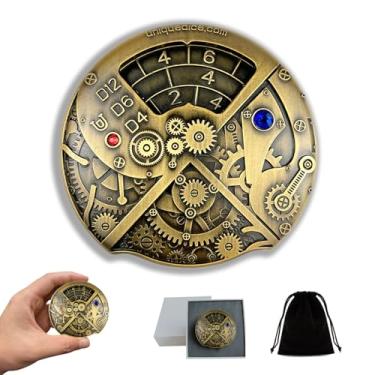 Imagem de Unique Dice Roulette Dice Metal Dice Set Mechanical Dice Spinner DND Roller D&D Dice, Steampunk Dice Fidget Dice Spinner Dice D20 All in One DND Dice D6, D8, D10, D12 for Dungeons and Dragons TRPG