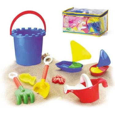 Imagem de Kit Praia Areia Baldinho Com Bolsinha Para Transporte e Acessórios Mon