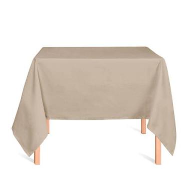Imagem de Toalha de Mesa Quadrada em Tecido Jacquard Bege e Marfim Liso Tradicio