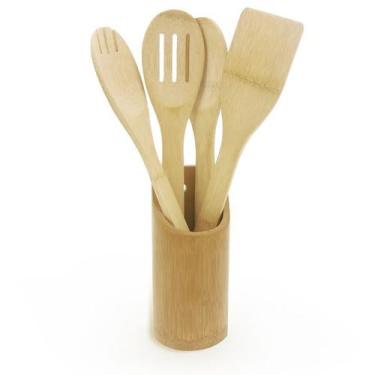 Imagem de Jogo de Utensílios com 5 Peças Ecokitchen Bambu - Mimo Style - BM1503
