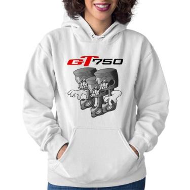 Imagem de Moletom Feminino Moto GT 750 Pistões - Foca na Moda, Branco, G