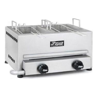 Imagem de Fritadeira A Gás Com 2 Cubas E 2 Queimadores Fire, Gás de botijão (glp