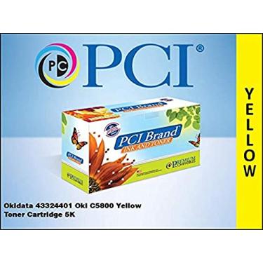 Imagem de Cartucho de toner de substituição compatível com a marca PCI para Okidata 43324401 C5800 cartucho de toner amarelo rendimento 5K