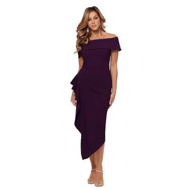 Imagem de Betsy & Adam Vestido feminino midi tomara que caia crepe lateral franzido, Amora, 44