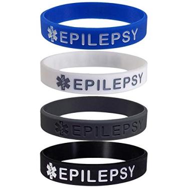 Imagem de Max Petals - Pulseira de silicone para identificação de alerta médico de epilepsia tamanho adulto ou infantil, One Size, Borracha
