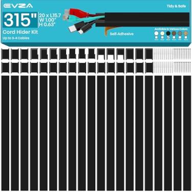 Imagem de Canal de cabo oculto preto – Capa de fio de 800 cm para cabos, capas de cabos para TV montada na parede, kit de parede para esconder cabos, canal de conduíte grande