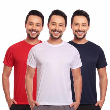 Imagem de Kit 3 Camisas Básicas Masculina Dry Fit Lisa Tradicional - MC Digital,