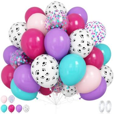 Imagem de Balões de Látex GRESATEK 30cm - Estampa Pata de Cachorro (Roxo, Rosa e