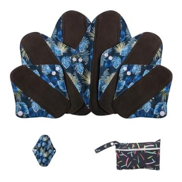 Imagem de KUMUROETA Forros de calcinha laváveis durante a noite, almofadas de período, absorventes higiênicos laváveis com asas, absorventes higiênicos reutilizáveis para mulheres, conjunto de 7 peças, pacote