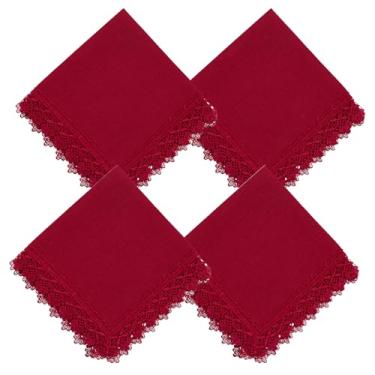 Imagem de Rafimex, Kit 4 Un Guardanapo Renda Guipir Vermelho 45X45Cm Rafimex