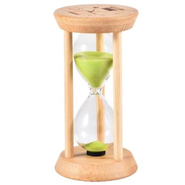 Imagem de Mini temporizadores de areia de madeira, ampulheta de bambu, temporizadores de areia de 3 minutos, para escova de dentes, jogos de sala de aula, escritório em casa (verde + 3 minutos)