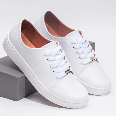 Imagem de Tenis Casual Feminino Vizzano, 34, Pelica branco