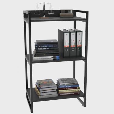 Imagem de Estante Multiuso 3 Prateleiras Escritório Estilo Industrial Form C01 104x60 cm Preto Onix - Lyam Decor
