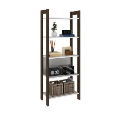 Imagem de Estante Armário Alta Multiuso 5 prateleiras AZ1005 Branco/Nogal - Tecn