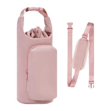 Imagem de Vaveren Manga de garrafa de água de garrafa de água de garrafinha de água Fácil de usar o porta -copos bolsa tampa de xícara de xícara para camping de mochila, Rosa