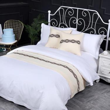 Imagem de Cachecol de corredor de cama de hotel simples cor sólida cachecol de ponta de cama sem desbotamento Coberturas de cama macias proteção de cama decoração de quarto de casa corredores de cama para pé da