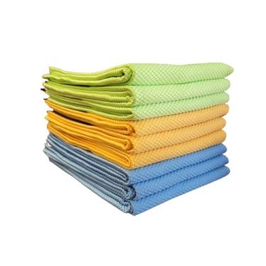 Imagem de Pano de Microfibra Escama de Peixe Multiuso Não Solta Fiapo Alta Absorção Uso Geral Vidros (Cores Sortidas, Kit 4 Pano 40x60cm)