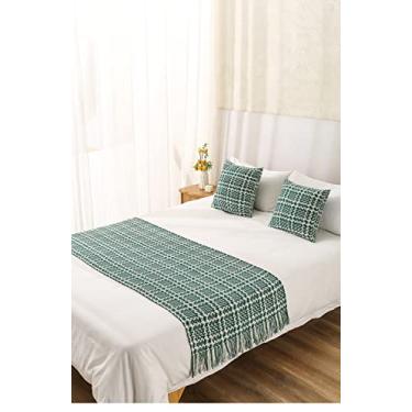 Imagem de HSTANGKY Cachecol para cama de hotel, colchas, proteção moderna, sem desbotamento, para pés da cama, xadrez, cor sólida, decoração de cama para cama queen, casal, solteiro, king size