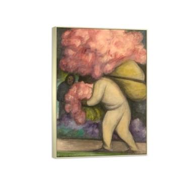 Imagem de MUHJDYC Diego Rivera famosa imagem em tela - impressões de arte de parede - porta-flores - pintura de arte com moldura prateada para sala de estar quarto decoração de casa 50 x 70 cm - 19 x 27 pol