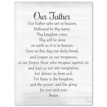 Imagem de OMANI Arte de parede com versículo bíblico dos Senhores Cristãos, Nosso Pai Jesus, escrituras religiosas, impressões em tela para decoração de parede de quarto rústico de oração 30,5 x 40,6 cm, sem