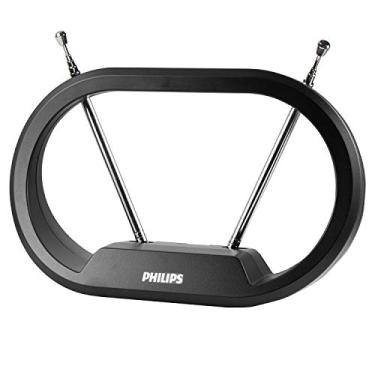 Imagem de Philips Antena de TV interna orelhas de coelho para canais locais, dipolo extensível de 38 cm, 4K 1080P VHF UHF, antena de mesa, antena HDTV digital, Smart TV, cabo coaxial de 1,2 m, preto, SDV7114A