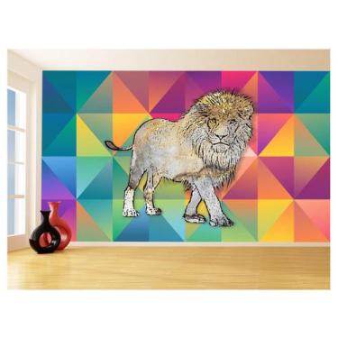 Imagem de Papel De Parede Animais Pop Art Leão Rei Selva 3,5M Pxa44 - Você Decor