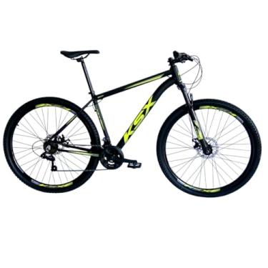 Imagem de Bicicleta 29 KSX Masculino Mtb Alum. Bike Index Freio Mecânico 21v Cabeamento Interno Suspensão 80mm (PRETO/AMARELO, 21)