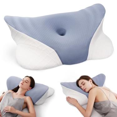 Imagem de RESTCLOUD Travesseiro ortopédico de espuma viscoelástica para suporte de pescoço e costas, alívio da dor de cabeça e ombro