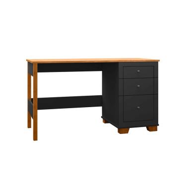 Imagem de Escrivaninha Mesa Fênix Com 3 Gavetas Preto/nature