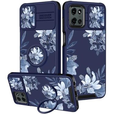 Imagem de Goocrux Capa para Moto G 5G 2025 - Capa de telefone feminina bonita e exclusiva design estético capa de câmera deslizante com suporte de anel capas para Motorola G 5G 2025, branco floral